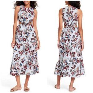 Rhode x Target Blue Leafy Floral Print Cut Out Ruffled Dress Large NWT